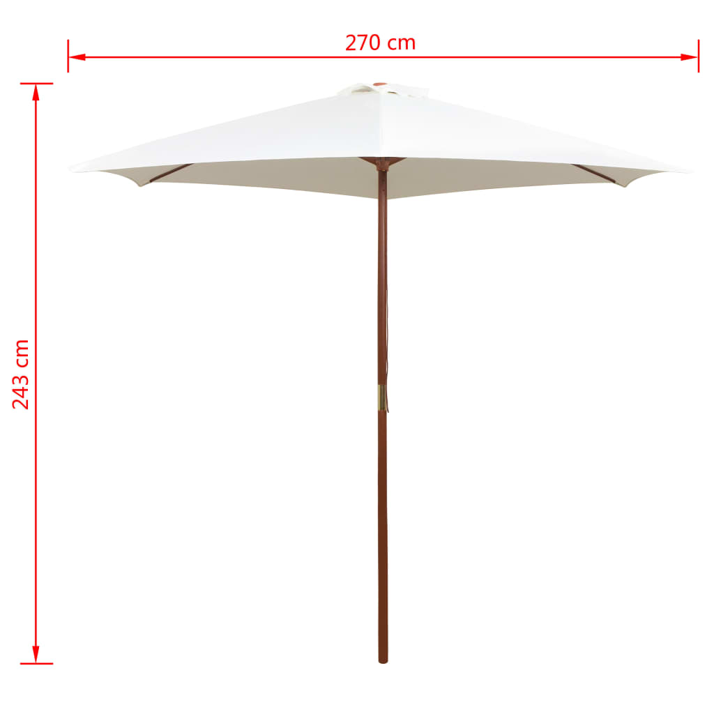 Parasol 270X270 Cm Houten Paal Wit Crème
