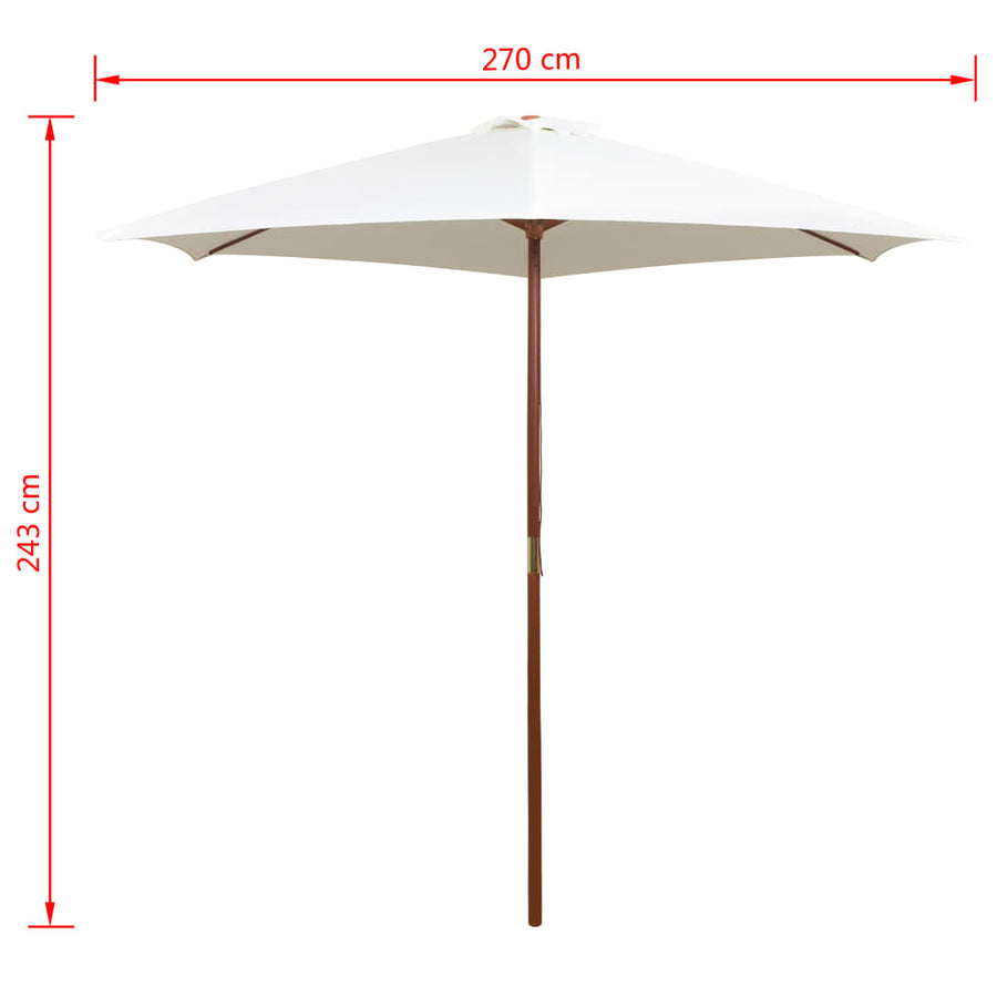 Parasol 270X270 Cm Houten Paal Wit Crème
