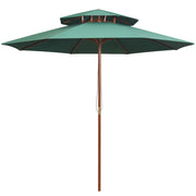 Double-deck parasol 270x270 cm wooden pole green