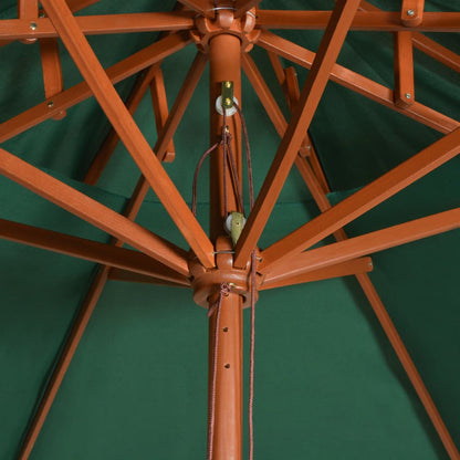 Dubbeldekker Parasol 270X270 Cm Houten Paal Groen