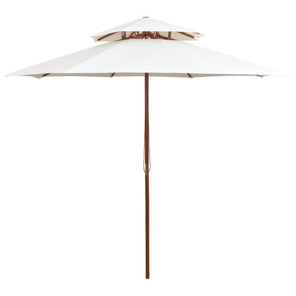 Dubbeldekker Parasol 270X270 Cm Houten Paal Wit Crème