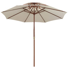 Dubbeldekker Parasol 270X270 Cm Houten Paal Wit Crème