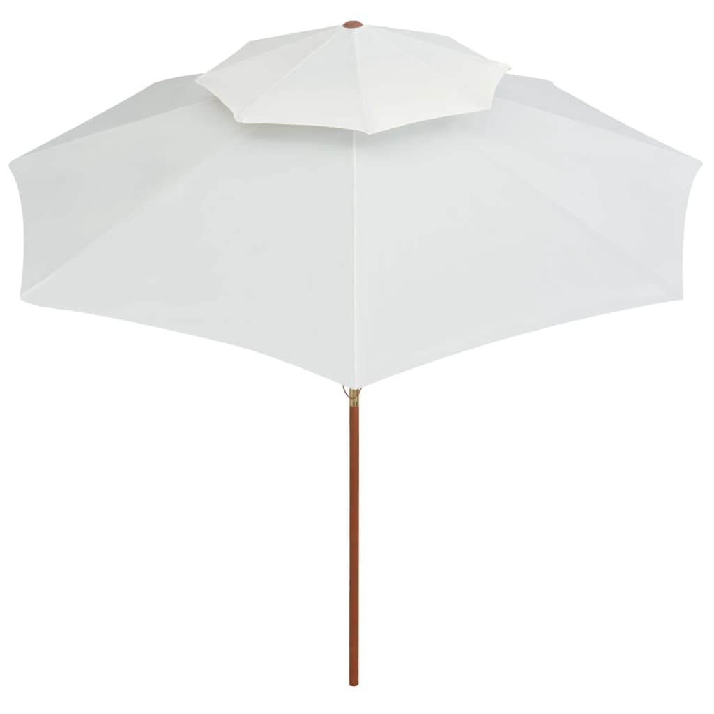 Dubbeldekker Parasol 270X270 Cm Houten Paal Wit Crème