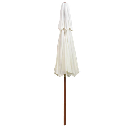 Dubbeldekker Parasol 270X270 Cm Houten Paal Wit Crème