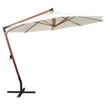 Zweefparasol Met Houten Paal 350 Cm 3.5 x 2.9 m Wit