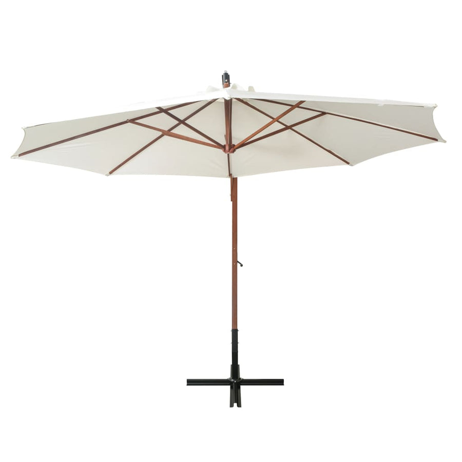 Zweefparasol Met Houten Paal 350 Cm 3.5 x 2.9 m Wit