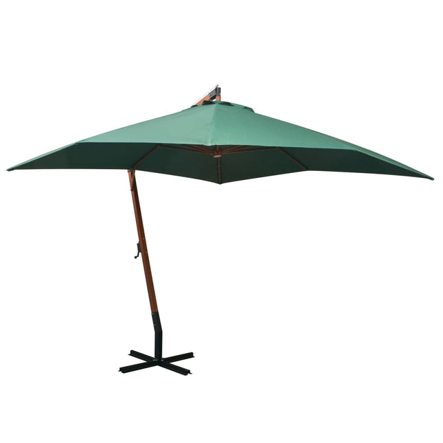 Zweefparasol Met Houten Paal 300X300 Cm 3 x 3 m Groen