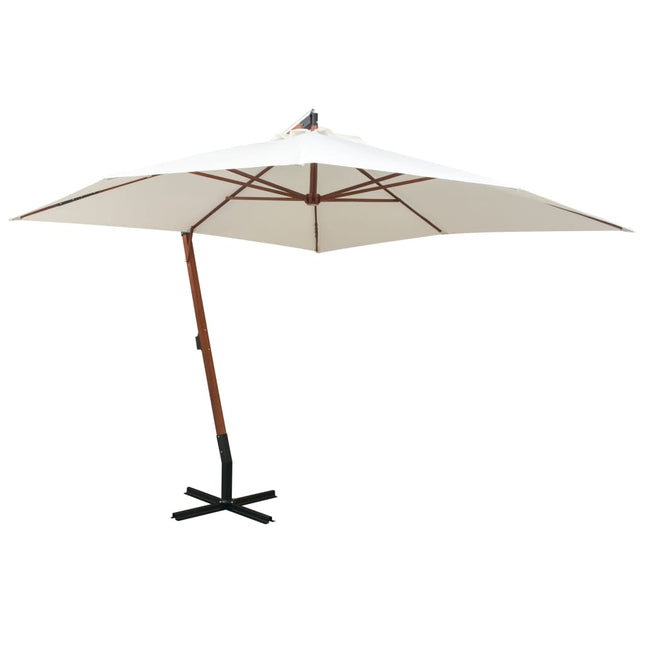 Zweefparasol Met Houten Paal 300X300 Cm 3 x 3 m Wit