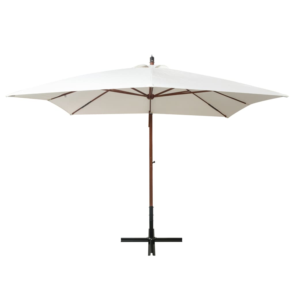 Zweefparasol Met Houten Paal 300X300 Cm 3 x 3 m Wit