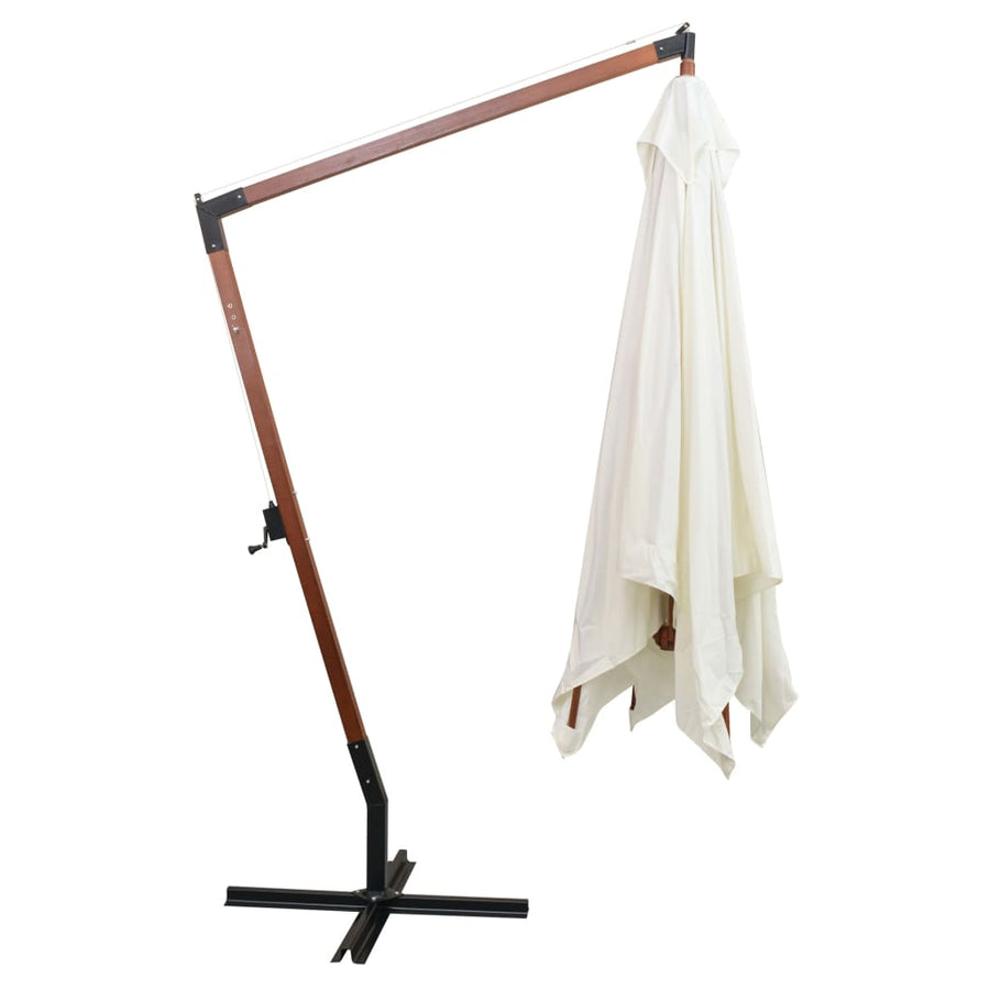 Zweefparasol Met Houten Paal 300X300 Cm 3 x 3 m Wit
