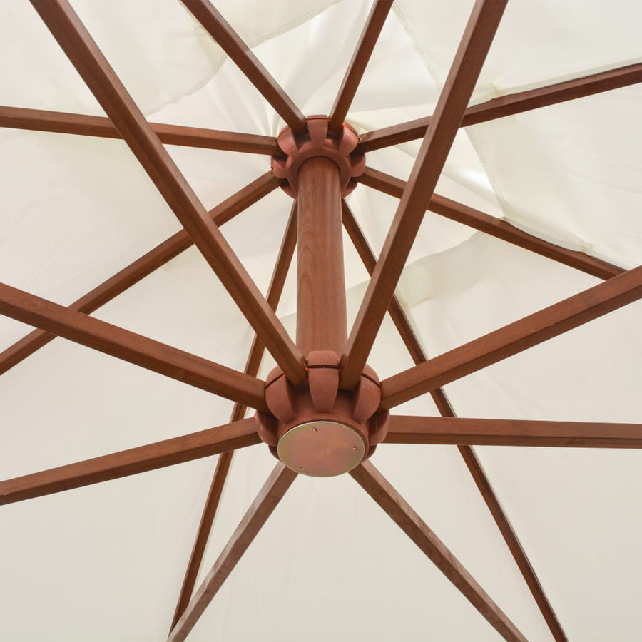 Zweefparasol Met Houten Paal 300X300 Cm 3 x 3 m Wit