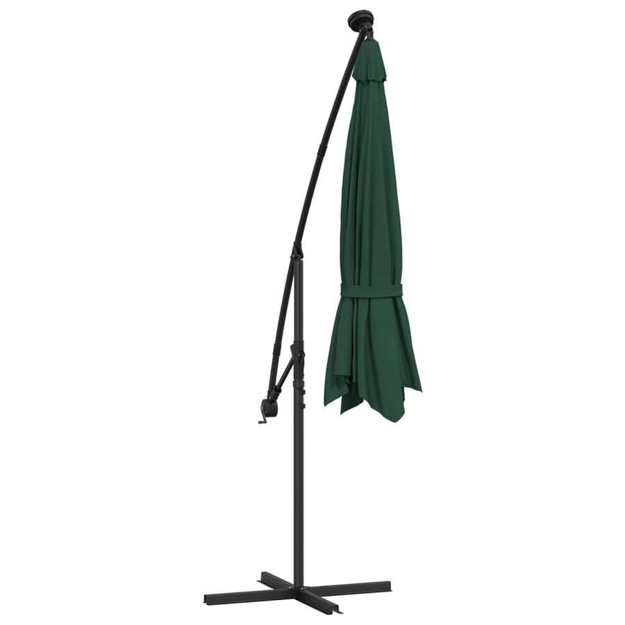 Zweefparasol Met Led-Verlichting En Metalen Paal 300 cm Groen