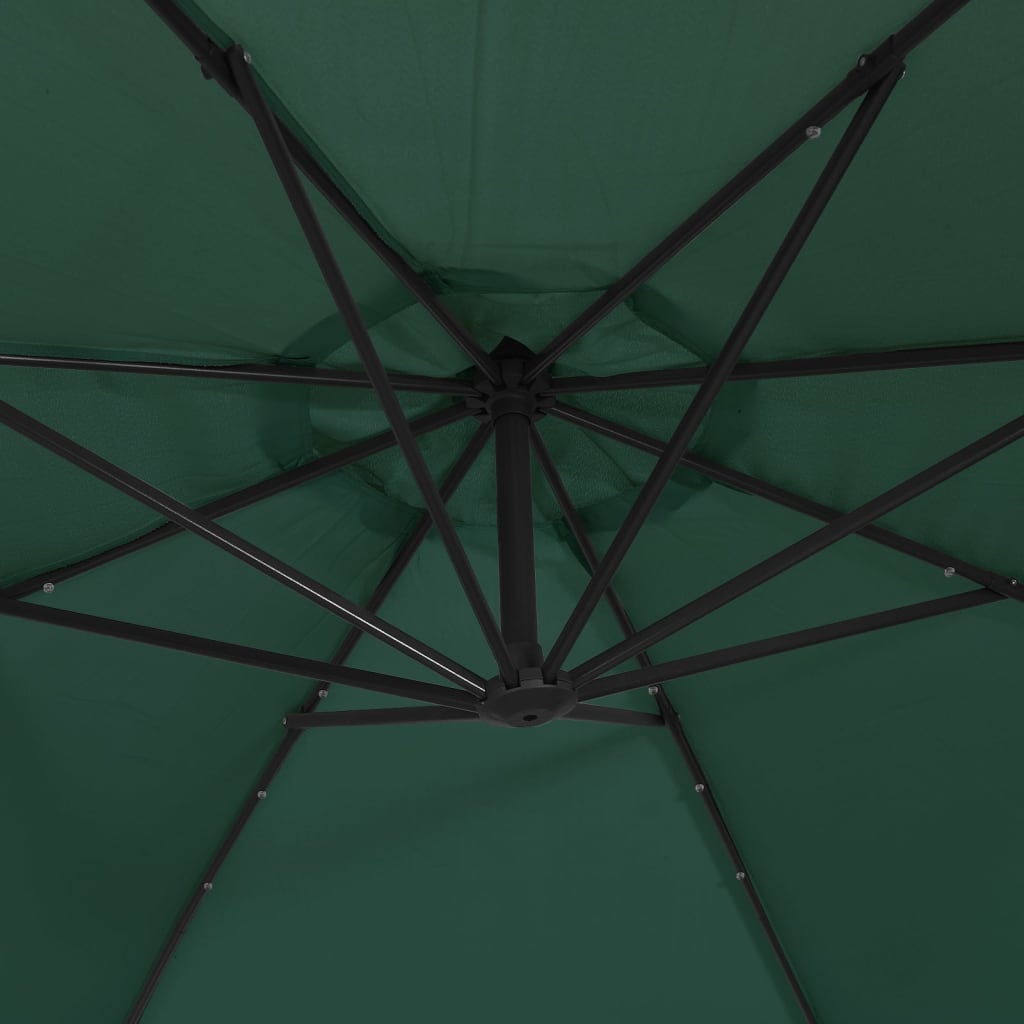 Zweefparasol Met Led-Verlichting En Metalen Paal 300 cm Groen