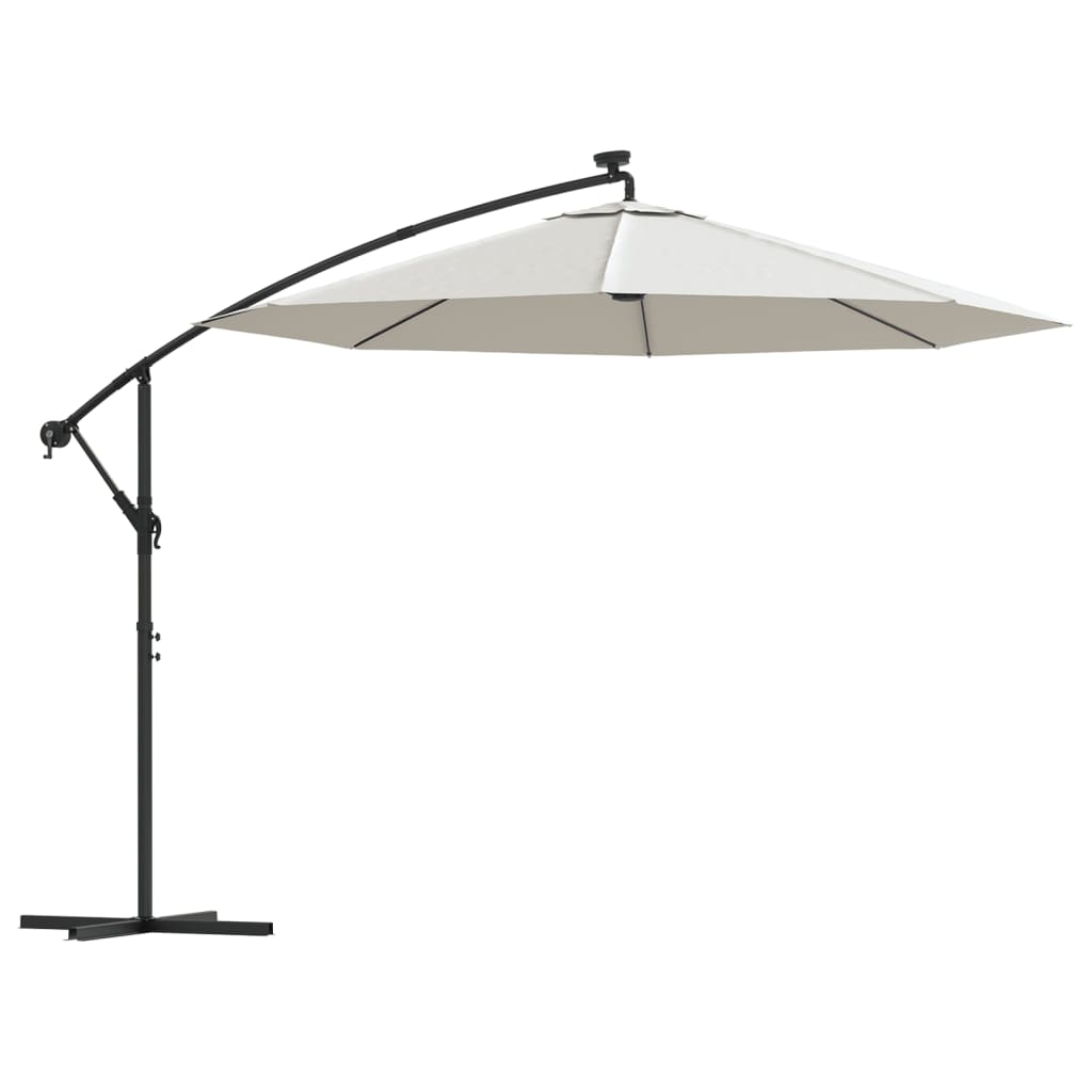 Zweefparasol Met Led-Verlichting En Metalen Paal 300 cm Zand