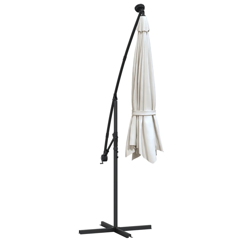 Zweefparasol Met Led-Verlichting En Metalen Paal 300 cm Zand