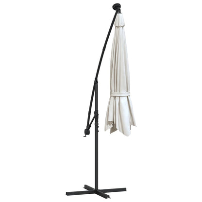 Zweefparasol Met Led-Verlichting En Metalen Paal 300 cm Zand