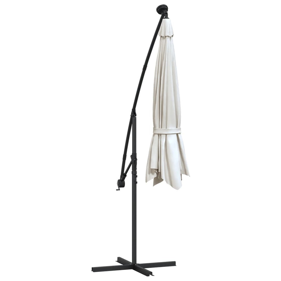 Zweefparasol Met Led-Verlichting En Metalen Paal 300 cm Zand
