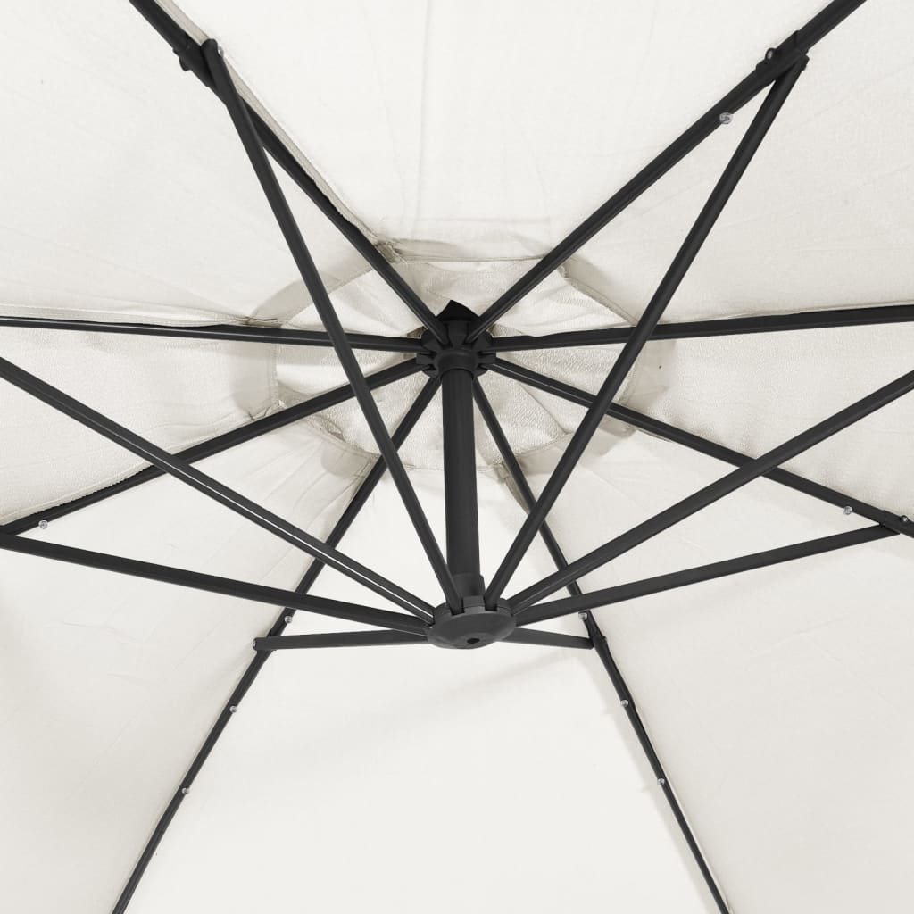 Zweefparasol Met Led-Verlichting En Metalen Paal 300 cm Zand