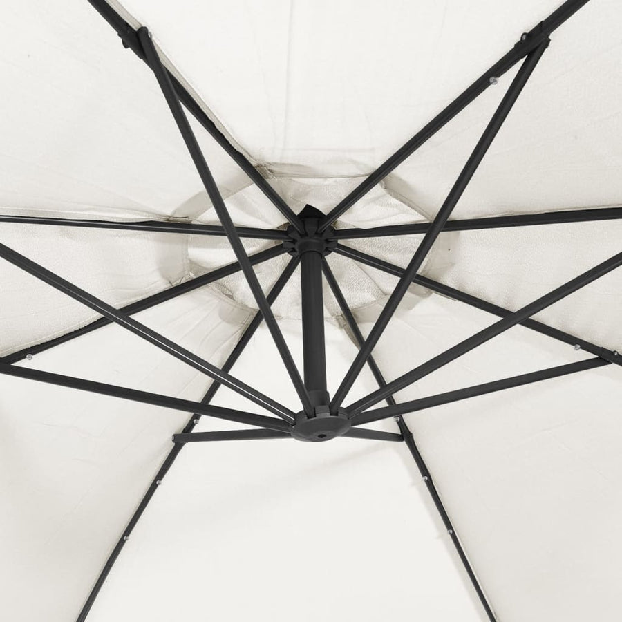 Zweefparasol Met Led-Verlichting En Metalen Paal 300 cm Zand