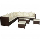 -Delige Loungeset Met Kussens Poly Rattan