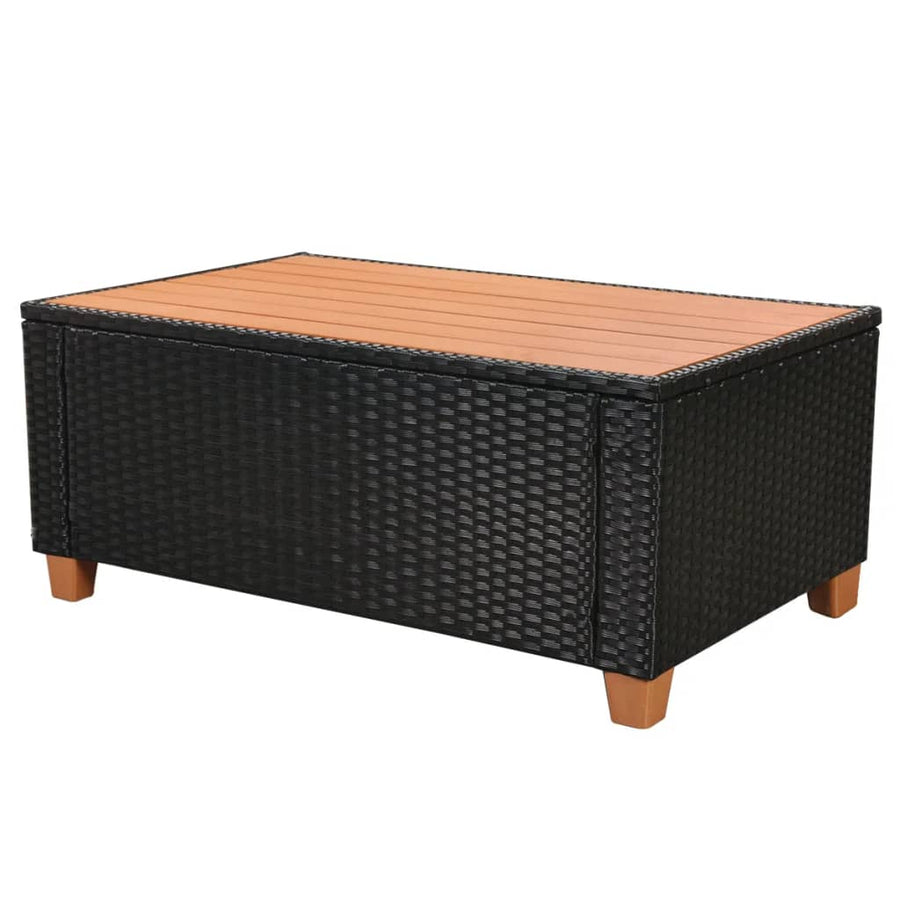 7-Delige Loungeset Met Kussens Poly Rattan Zwart