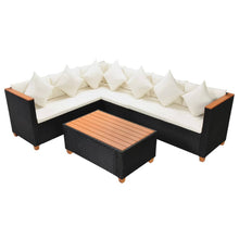 4-Delige Loungeset Met Kussens Poly Rattan Zwart