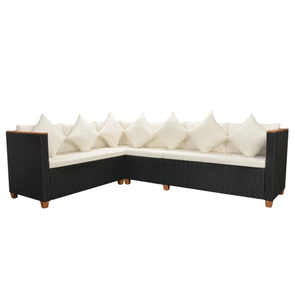 4-Delige Loungeset Met Kussens Poly Rattan Zwart
