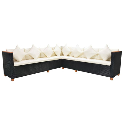 7-Delige Loungeset Met Kussens Poly Rattan Zwart