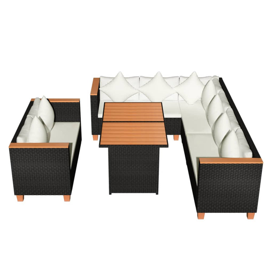 5-Delige Loungeset Met Kussens Poly Rattan Zwart