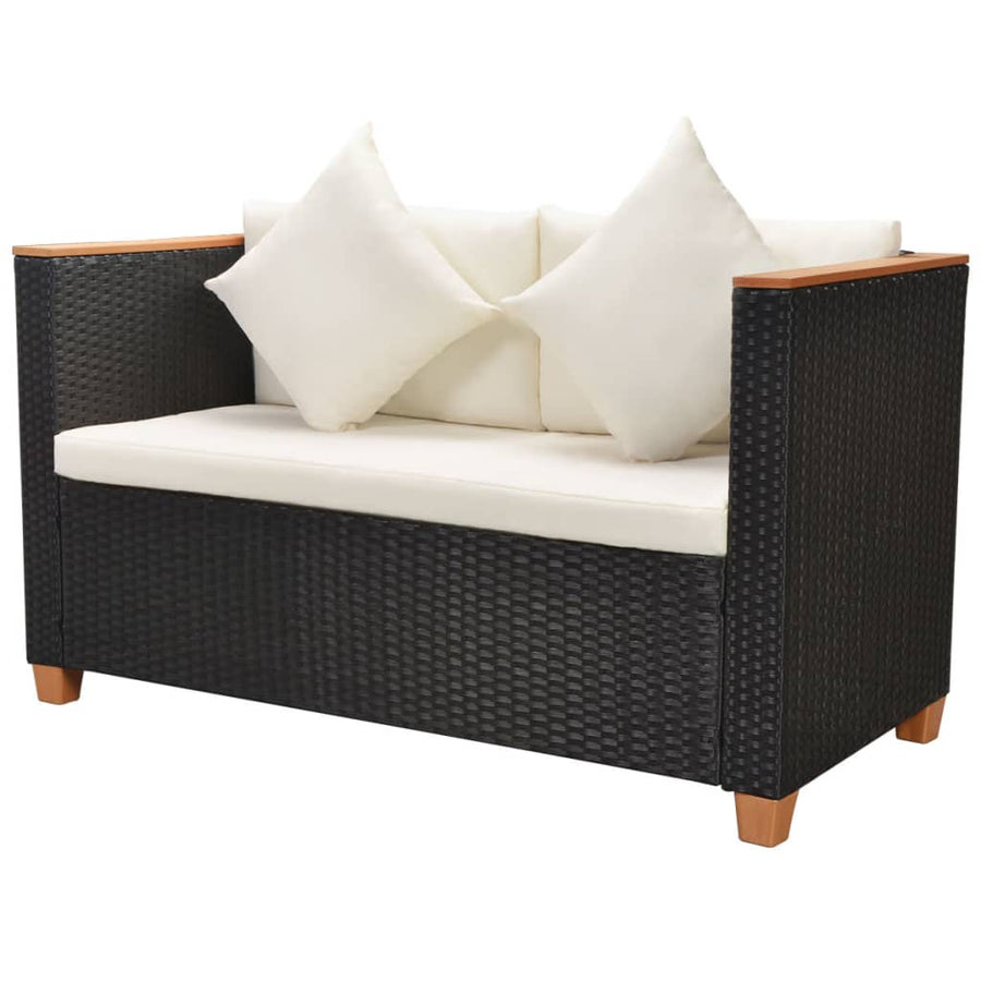 5-Delige Loungeset Met Kussens Poly Rattan Zwart