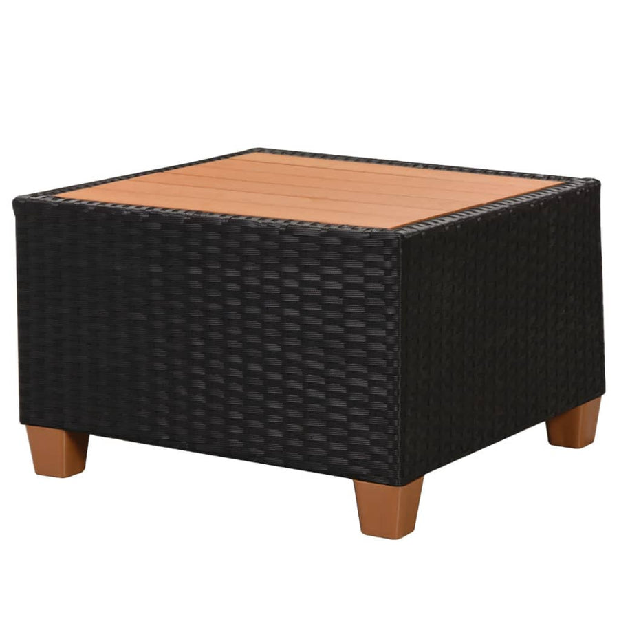 4-delige Loungeset met kussens poly rattan zwart