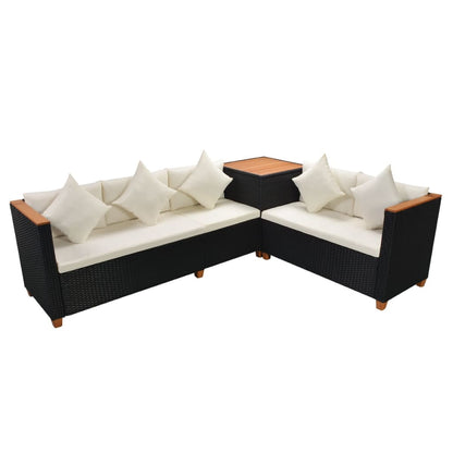 7-Delige Loungeset Met Kussens Poly Rattan Zwart