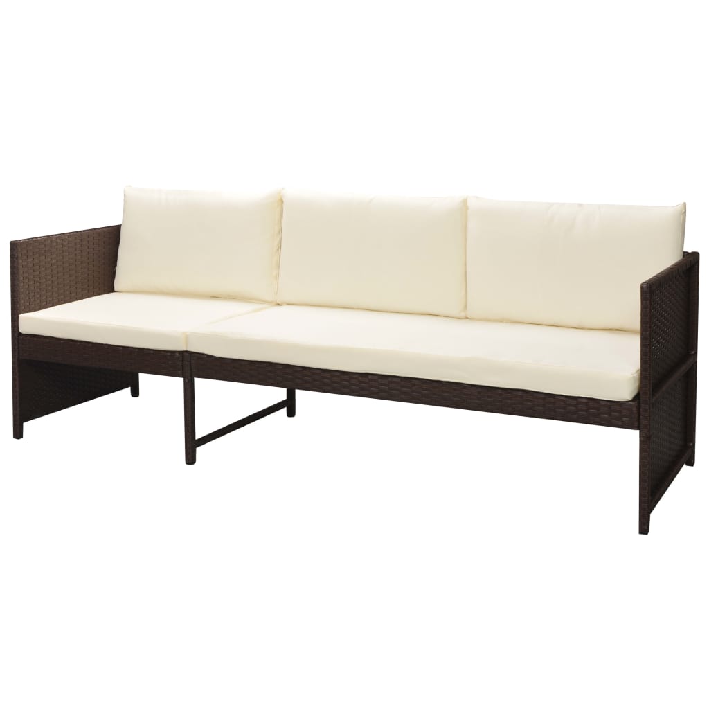 6-Delige Loungeset Met Kussens Poly Rattan Bruin
