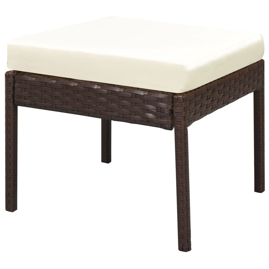6-Delige Loungeset Met Kussens Poly Rattan Bruin
