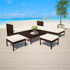 6-piece Lounge Set with Cushions Poly Rattan Brown