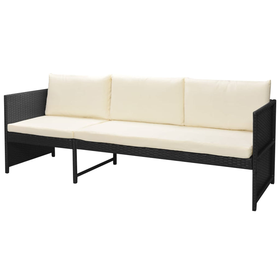 6-Delige Loungeset Met Kussens Poly Rattan Zwart
