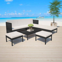 6-Delige Loungeset Met Kussens Poly Rattan Zwart