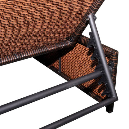 Ligbedden 2 St Met Tafel Poly Rattan Bruin en wit