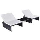Tuinstoelen 2 st verstelbaar poly rattan zwart met tafel