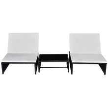 Ligbedden 2 St Met Tafel Poly Rattan Zwart en wit