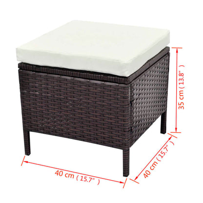 Loungeset Met Kussens Poly Rattan Bruin