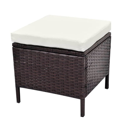 Loungeset Met Kussens Poly Rattan Bruin