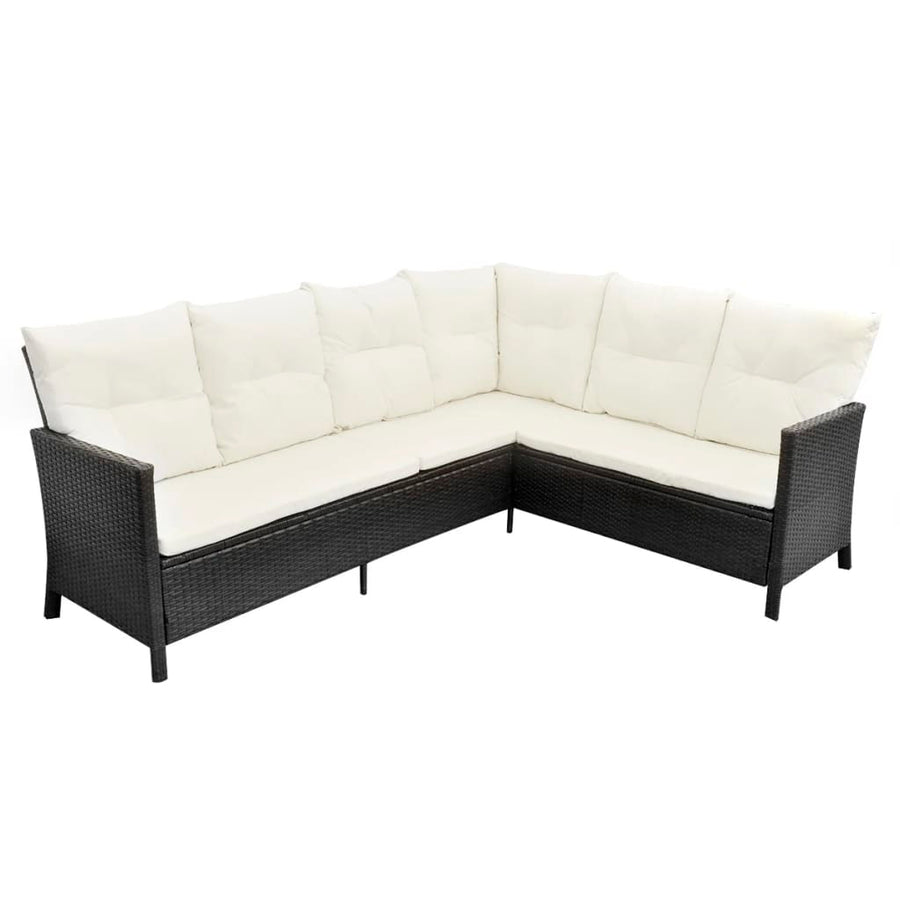 Loungeset Met Kussens Poly Rattan Zwart