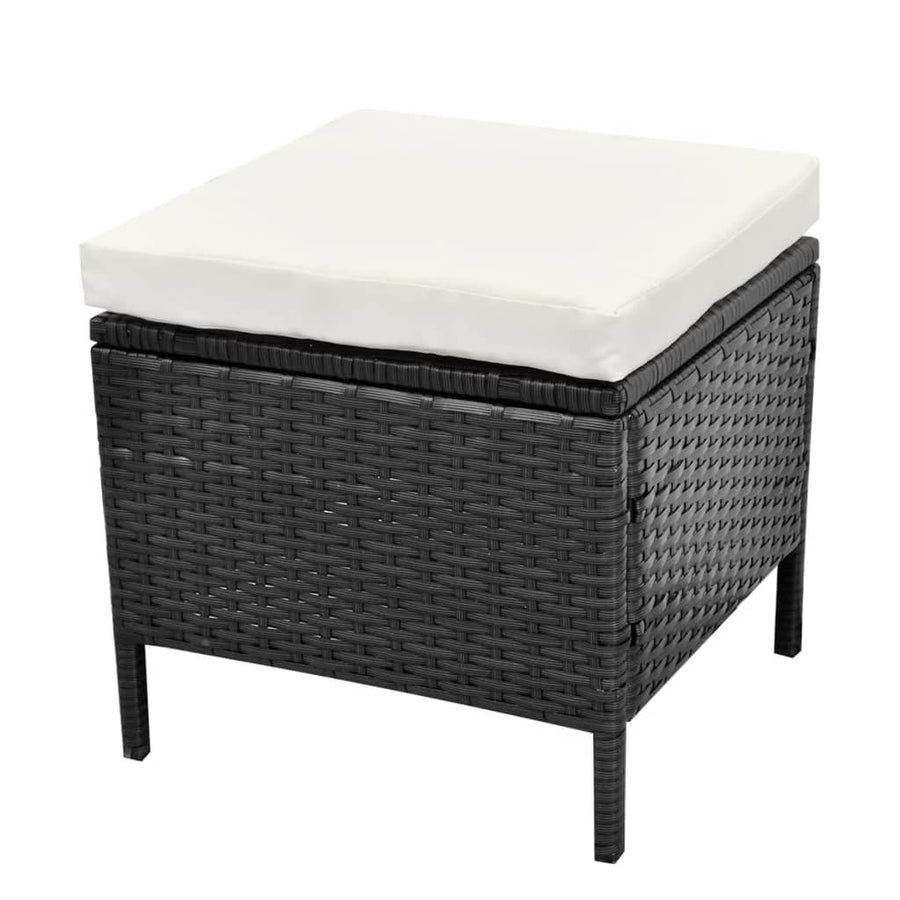Loungeset Met Kussens Poly Rattan Zwart