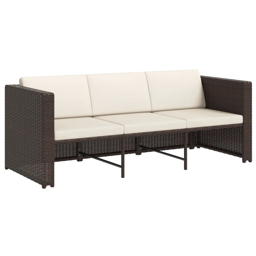 Loungeset Met Kussens Poly Rattan Bruin