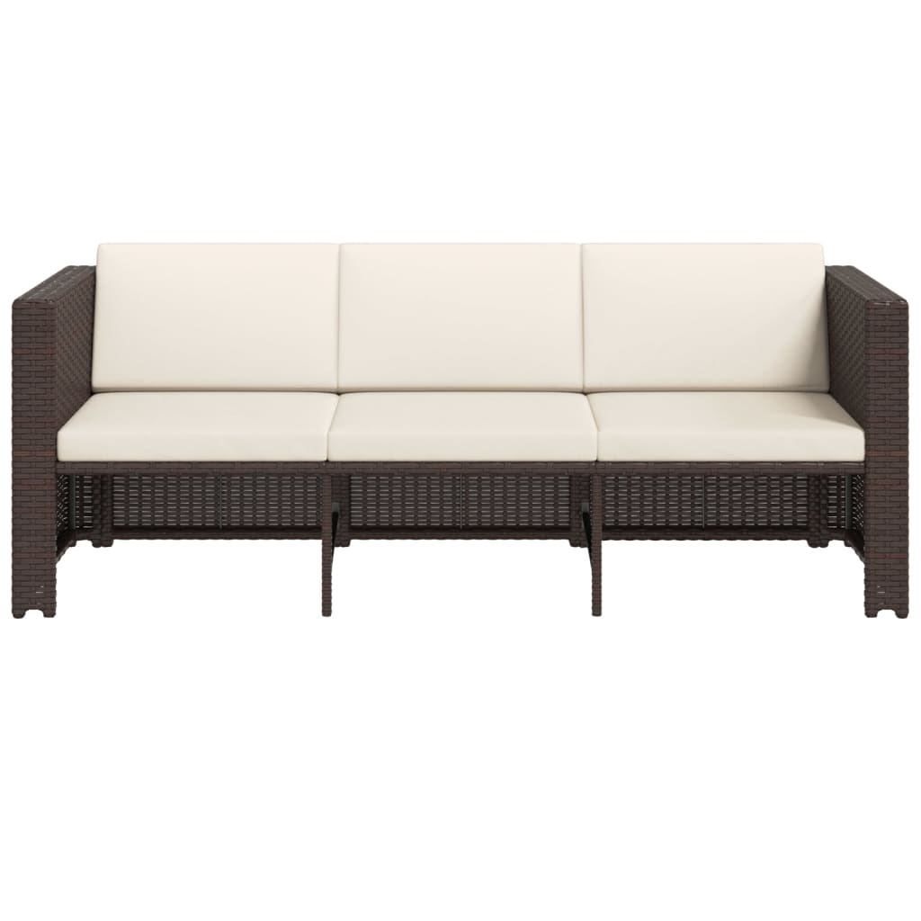 Loungeset Met Kussens Poly Rattan Bruin