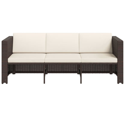Loungeset Met Kussens Poly Rattan Bruin