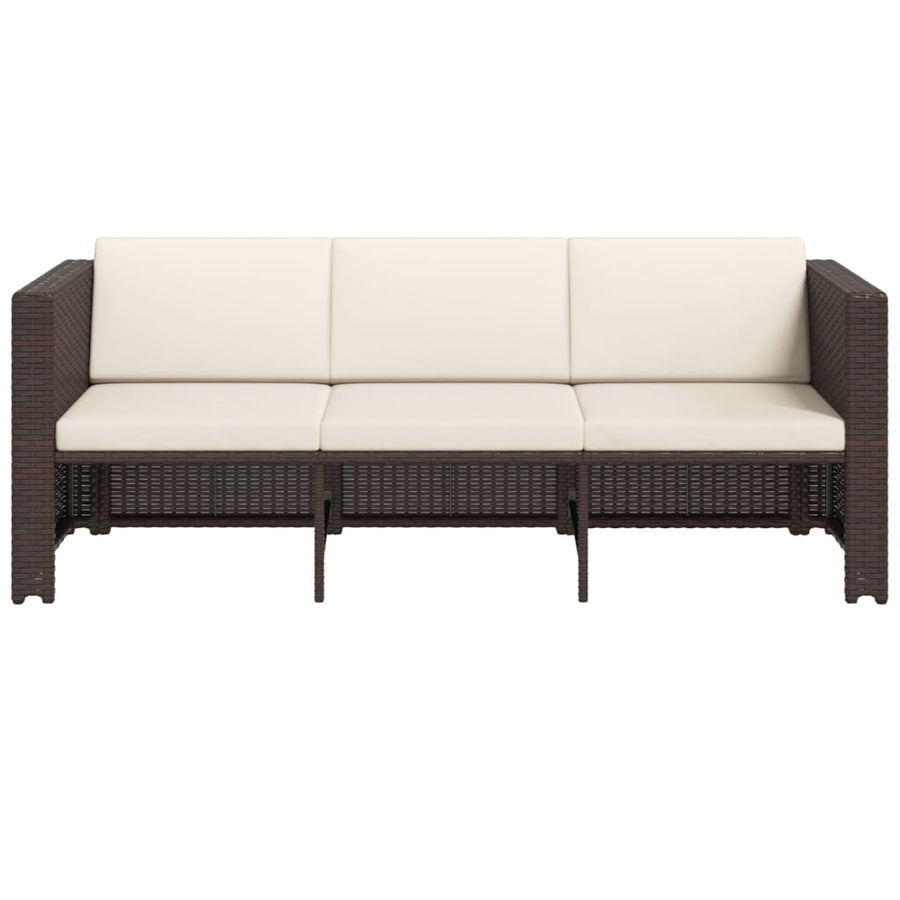 Loungeset Met Kussens Poly Rattan Bruin
