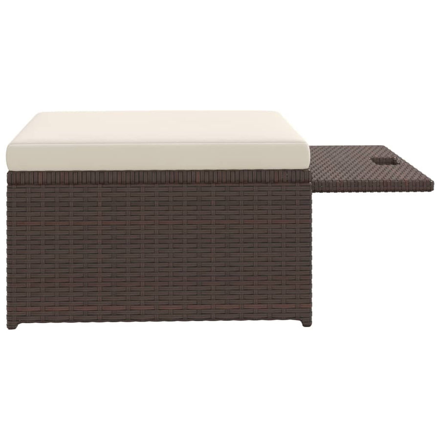 Loungeset Met Kussens Poly Rattan Bruin