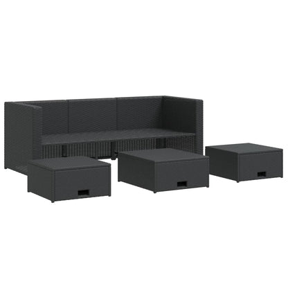 -Delige Loungeset Met Kussens Poly Rattan Zwart